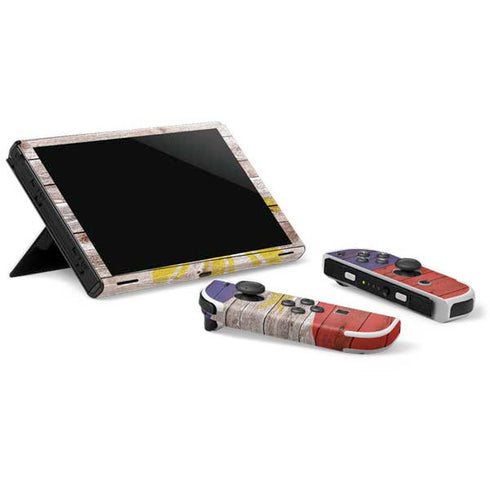 Philippines Flag Dark Wood Nintendo Switch OLED (2021) Skin